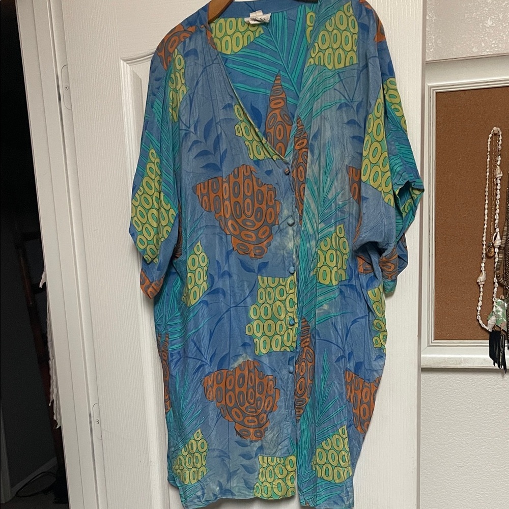 Tropical Blue and Orange Men's Shirt